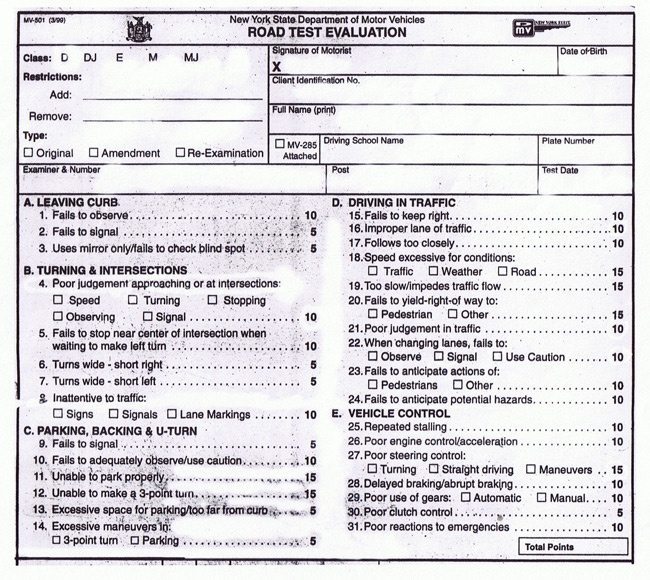 ROAD TEST EVALUATION how to pass road test NY